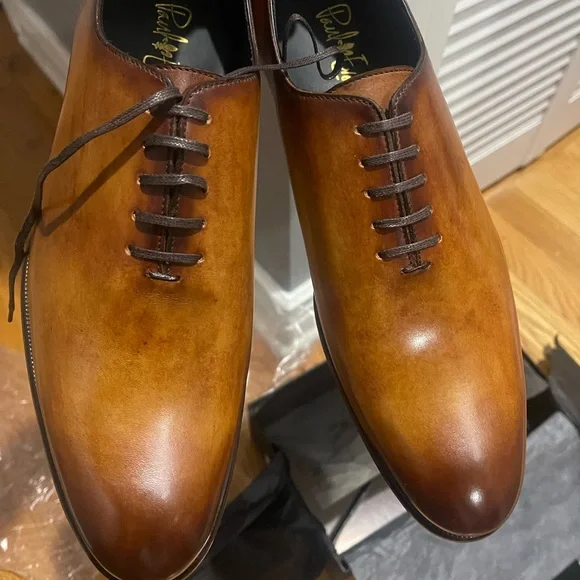 Paul Evans Havana Brown Vero Cuoio Tan Leather Wholecut Oxford shoes Sz 9.5 - Picture 3 of 14